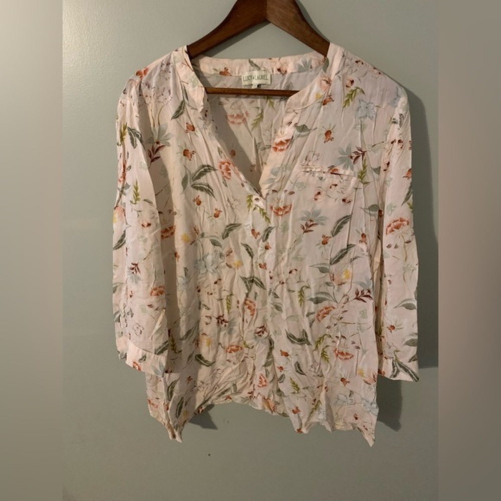 Lucy & laurel lightweight 3/4 sleeve floral blouse 1x